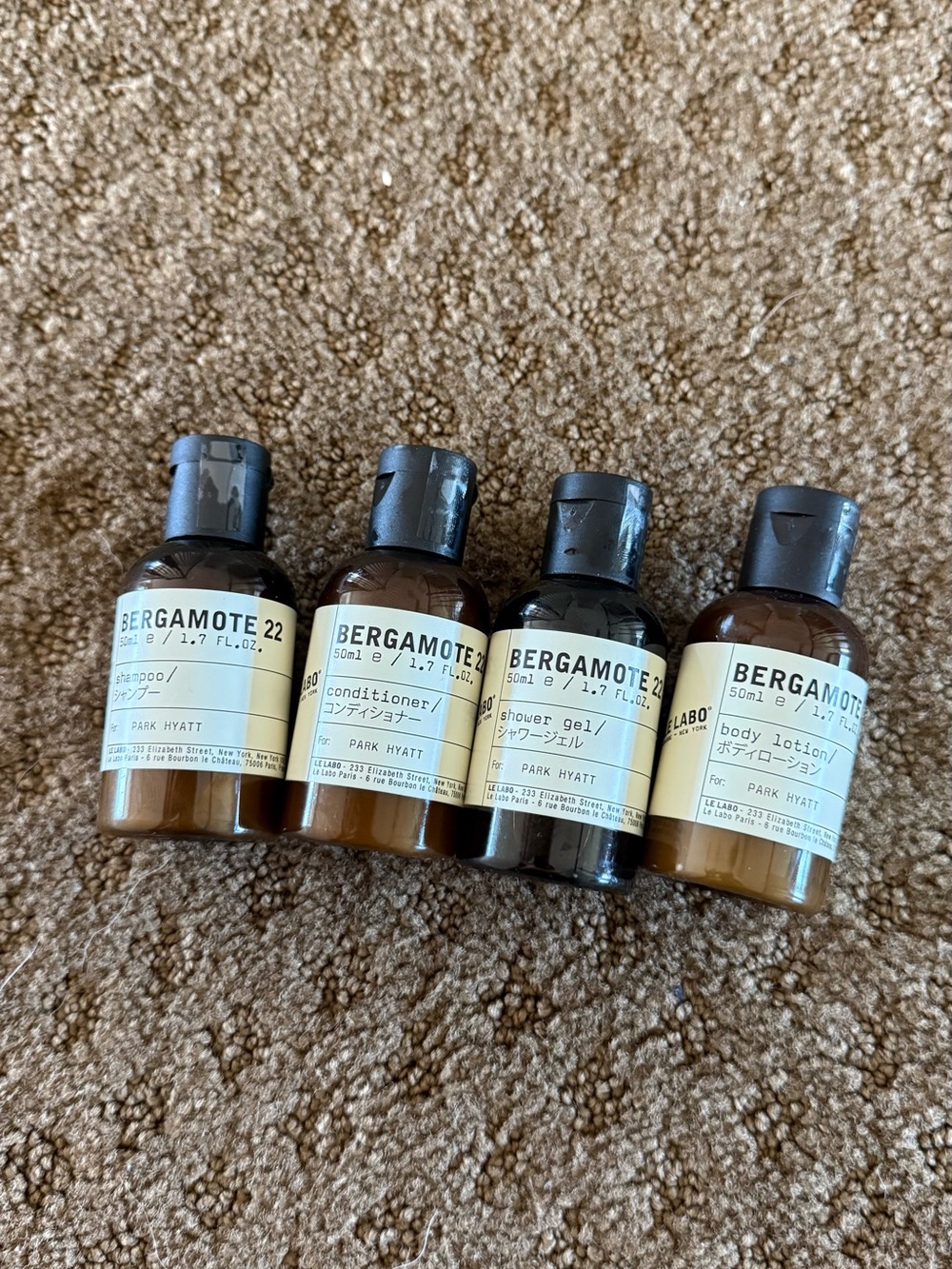 Full Set-4Le Labo BERGAMOTE 22 Travel Size Shower Gel Shampoo Conditioner Lotion
